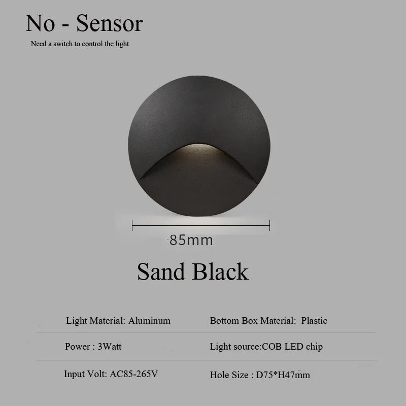Modern Waterproof IP65 Outdoor Recessed LED Wall Light - 3W Embedded Step, Staircase, Balcony & Porch Light
