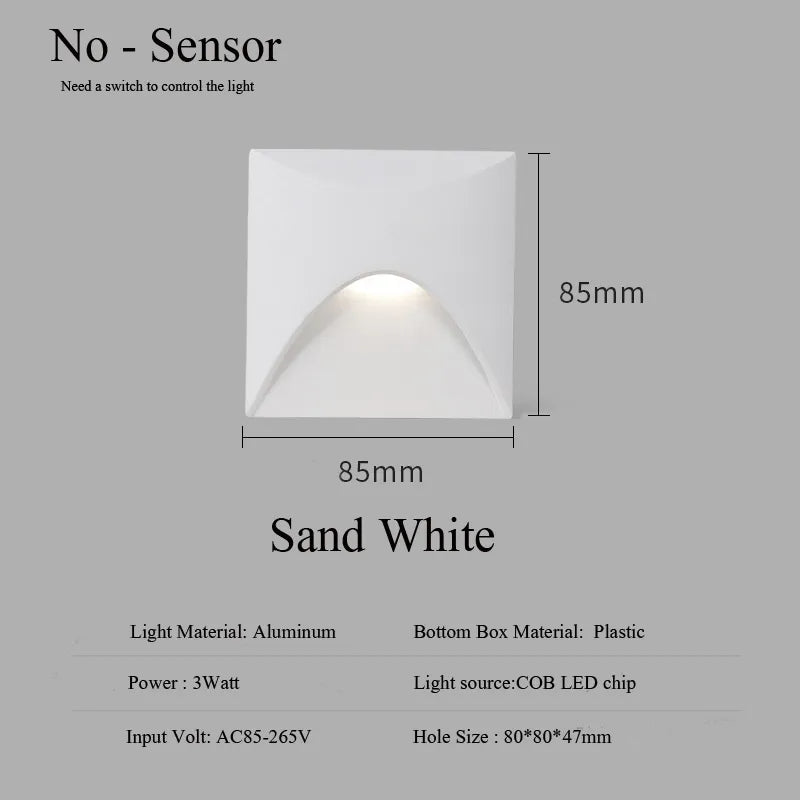 Modern Waterproof IP65 Outdoor Recessed LED Wall Light - 3W Embedded Step, Staircase, Balcony & Porch Light