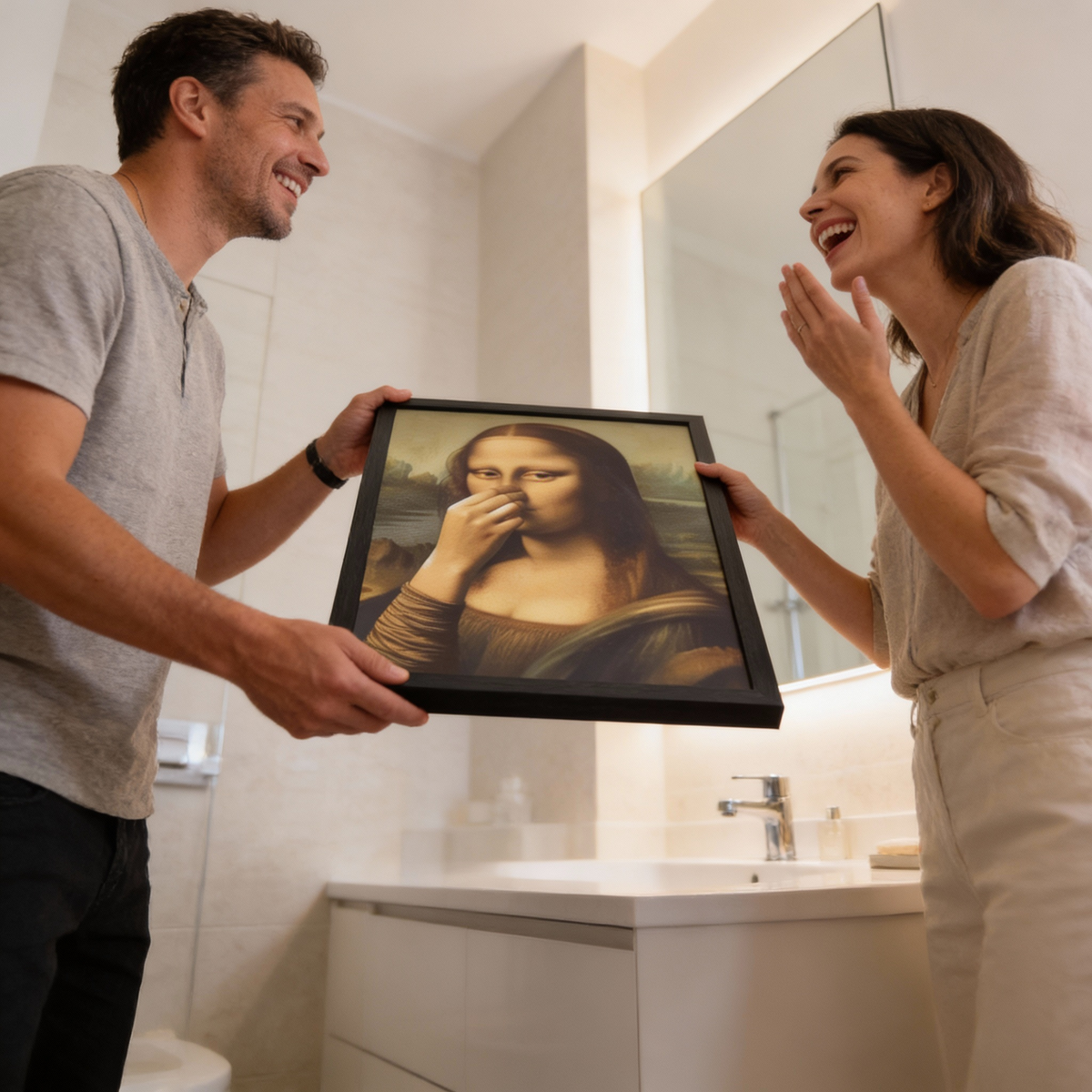 Mona Lisa Toilet Humor Print