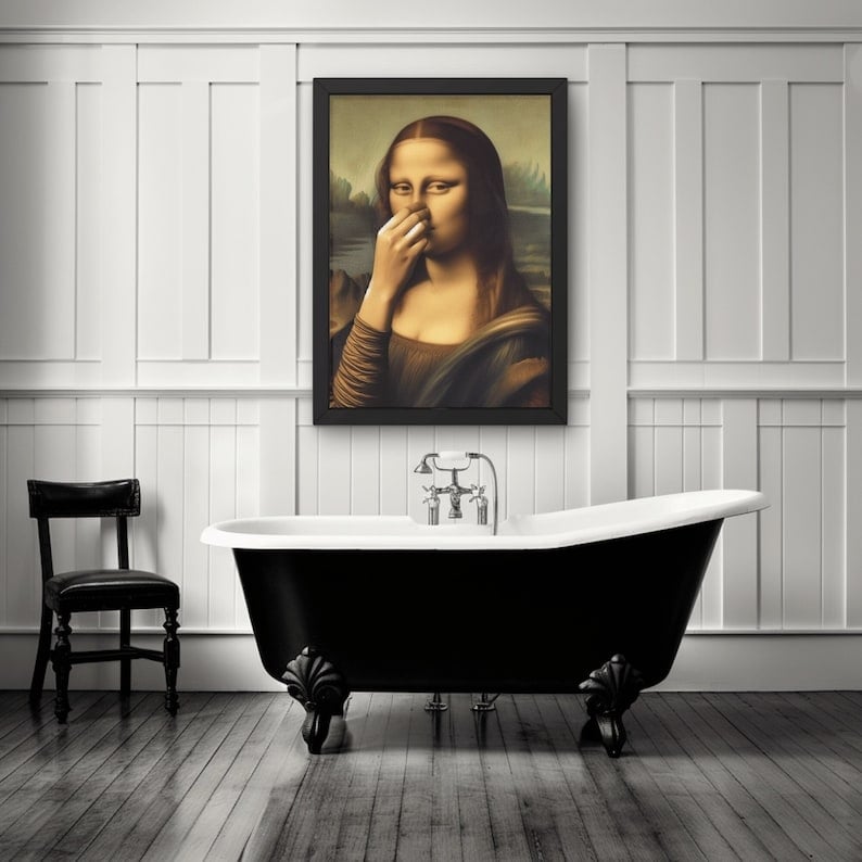 Mona Lisa Toilet Humor Print