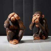 Monkey Statue Set of 3 - Playful Decorative Figurines with Character
