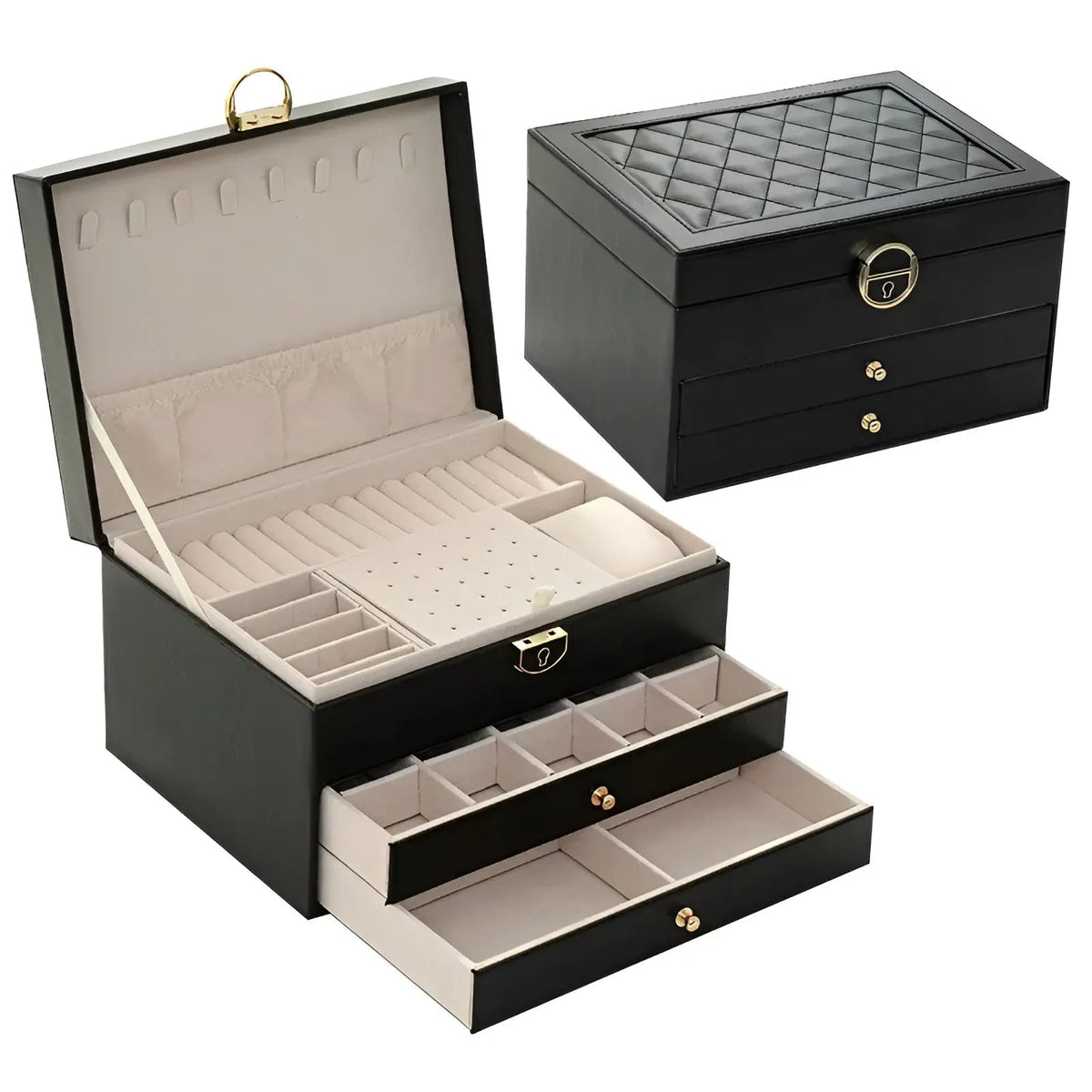 Multi-Layer PU Leather Jewellery Box Organiser