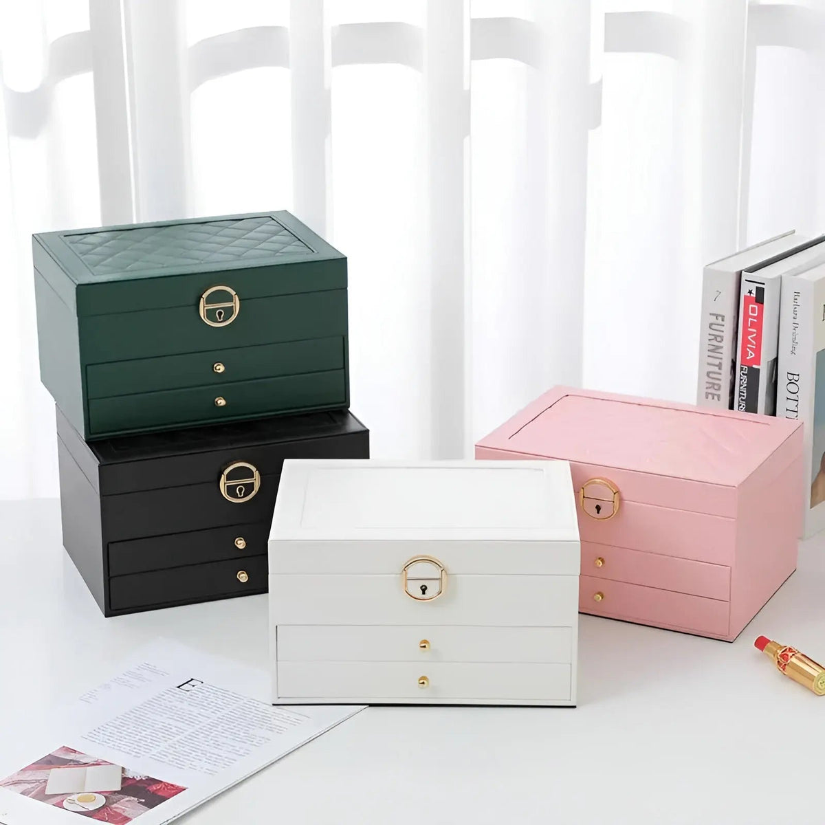 Multi-Layer PU Leather Jewellery Box Organiser