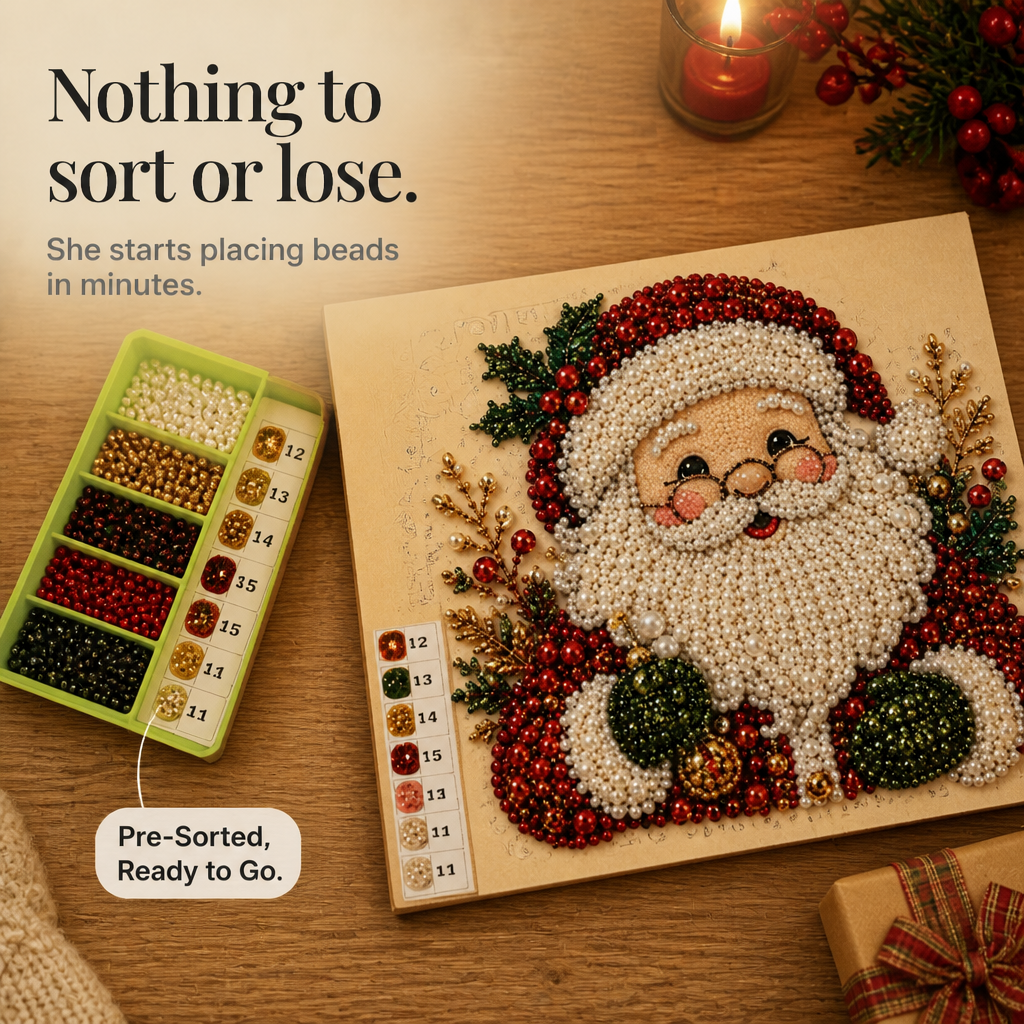 Multi-Size Pearl Bead Santa Canvas Kit