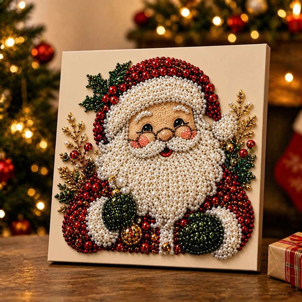 Multi-Size Pearl Bead Santa Canvas Kit