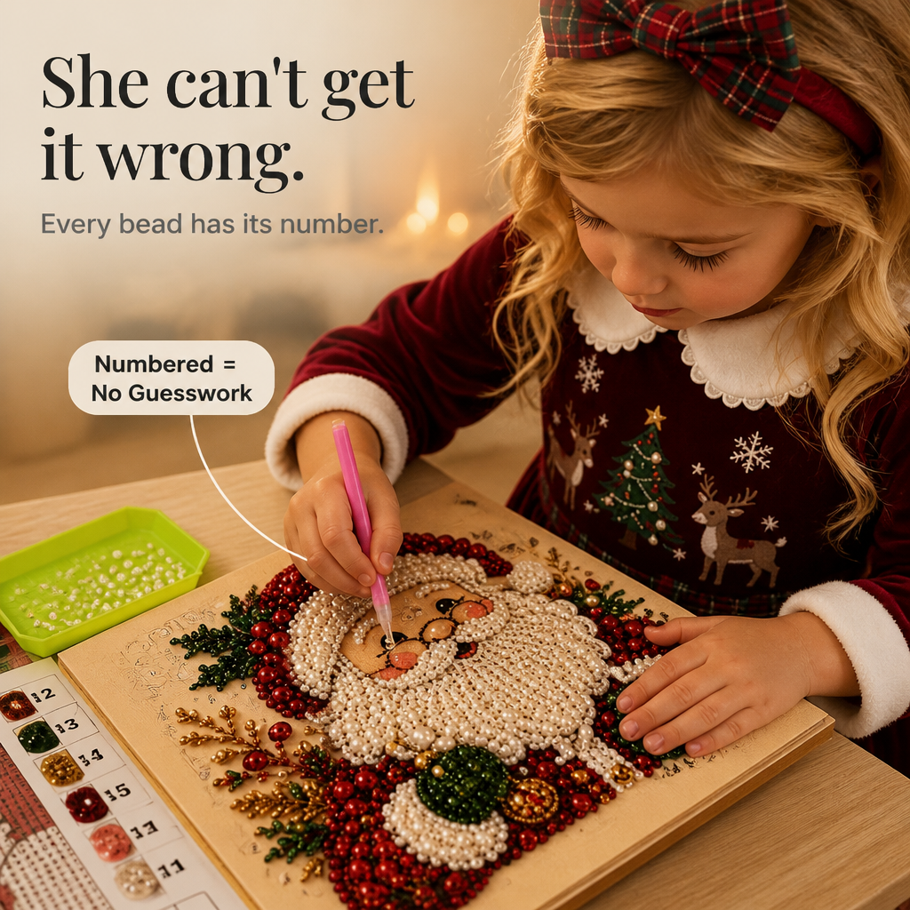 Multi-Size Pearl Bead Santa Canvas Kit