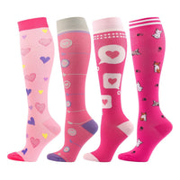 Multicolor Knee-High Graduated Compression Socks (4 Pairs)