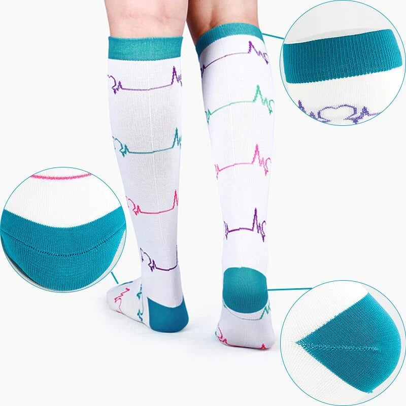 Multicolor Knee-High Graduated Compression Socks (4 Pairs)