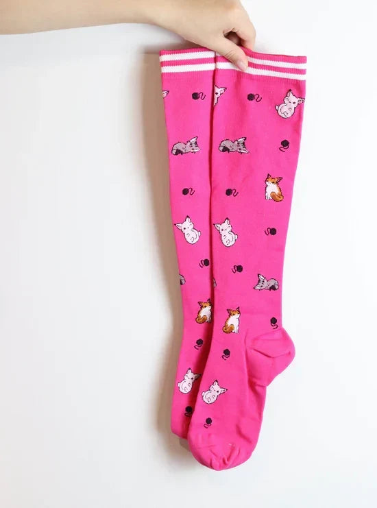 Multicolor Knee-High Graduated Compression Socks (4 Pairs)