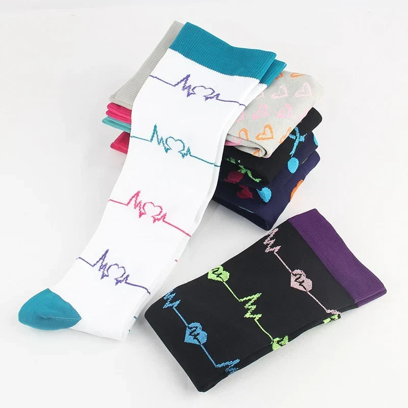 Multicolor Knee-High Graduated Compression Socks (4 Pairs)