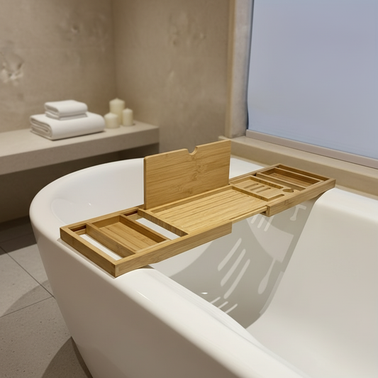 Multifunctional Bamboo Bathtub Caddy Shelf