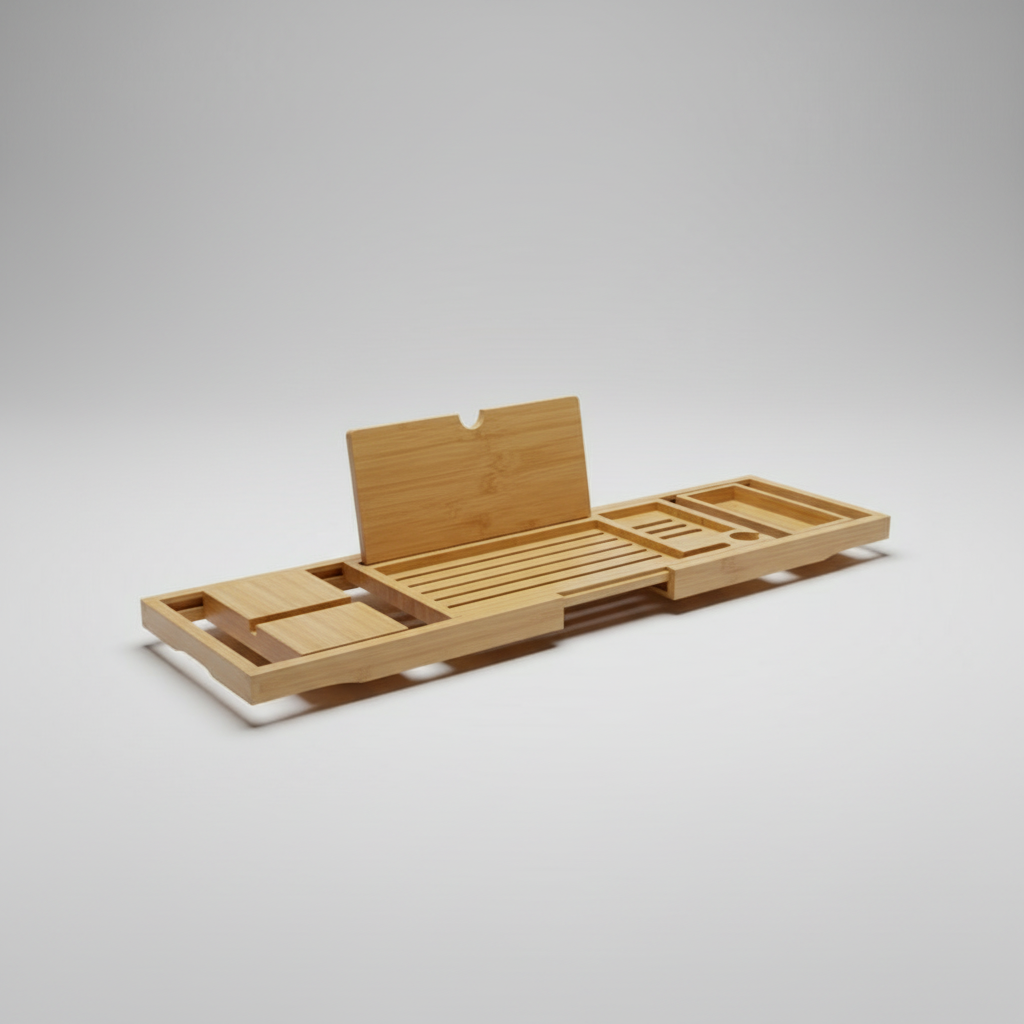 Multifunctional Bamboo Bathtub Caddy Shelf