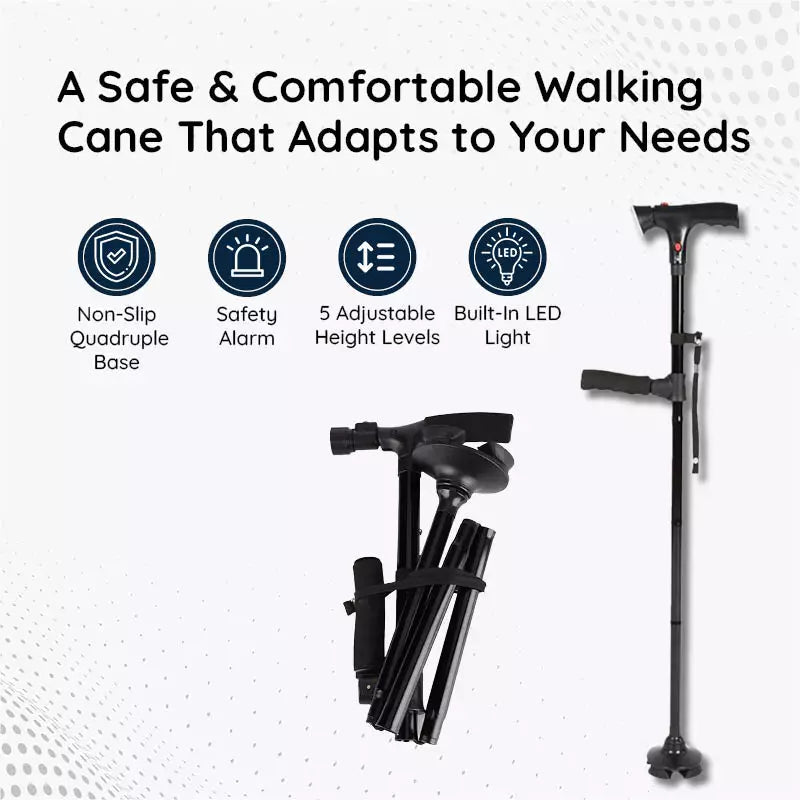 Multifunctional Folding LED Walking Cane