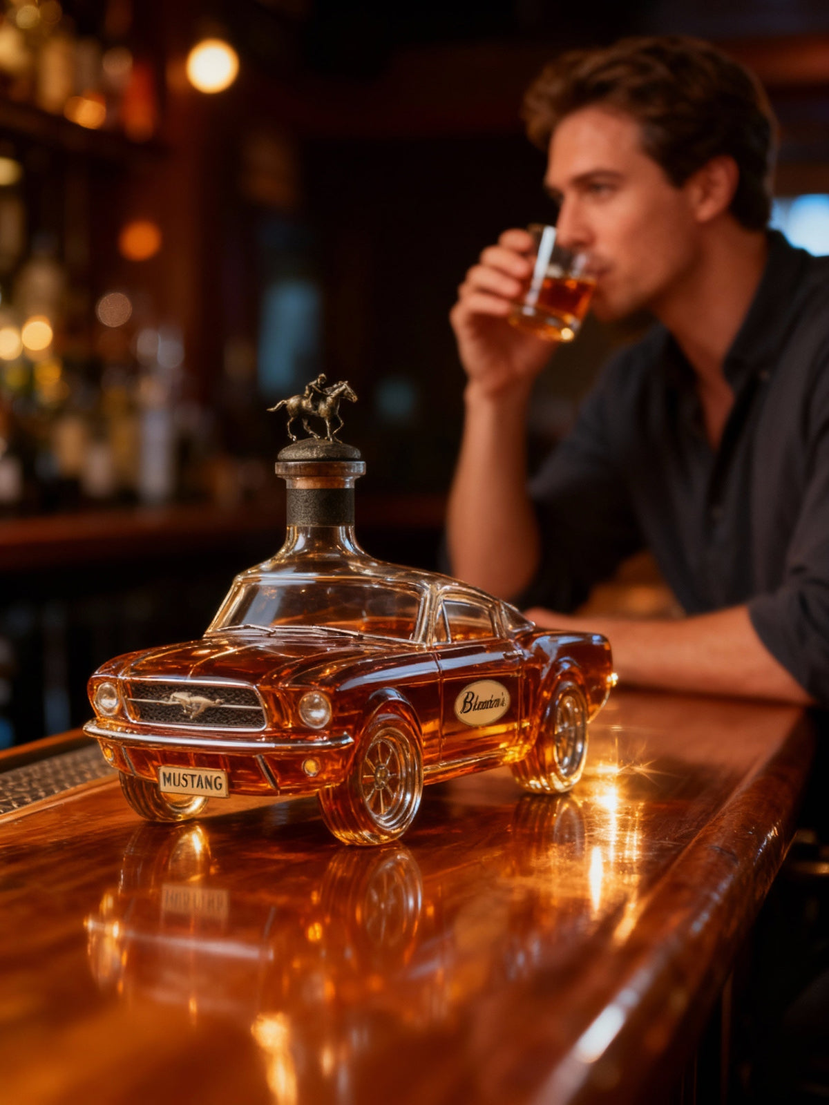 Mustang Car-Shaped Whiskey Decanter for Home Bar Decorative Accent