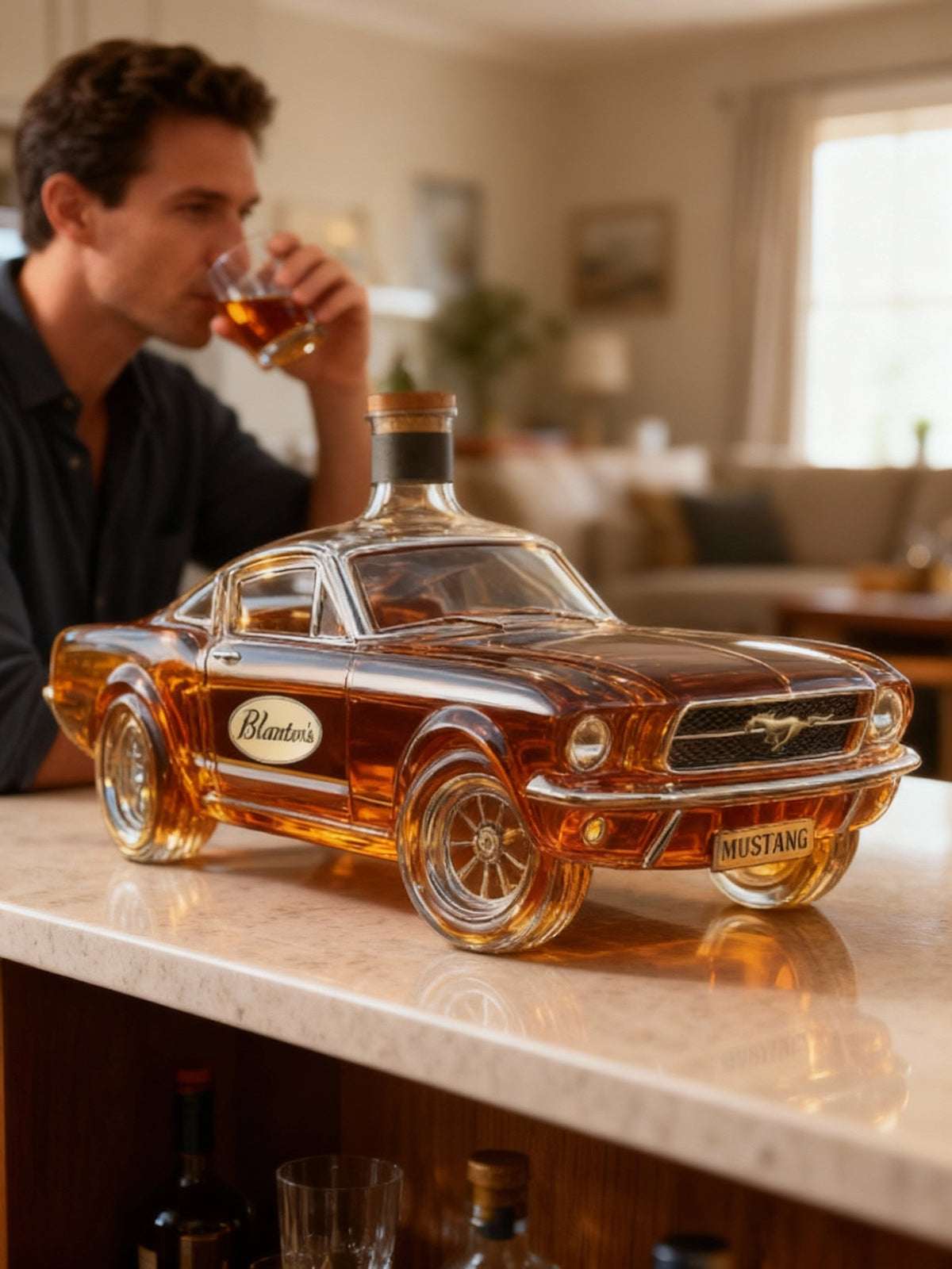 Mustang Car-Shaped Whiskey Decanter for Home Bar Decorative Accent