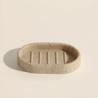 Natural Stone Toothbrush Holder with Soap Dispenser and Tray - Travertine Bathroom Accessory