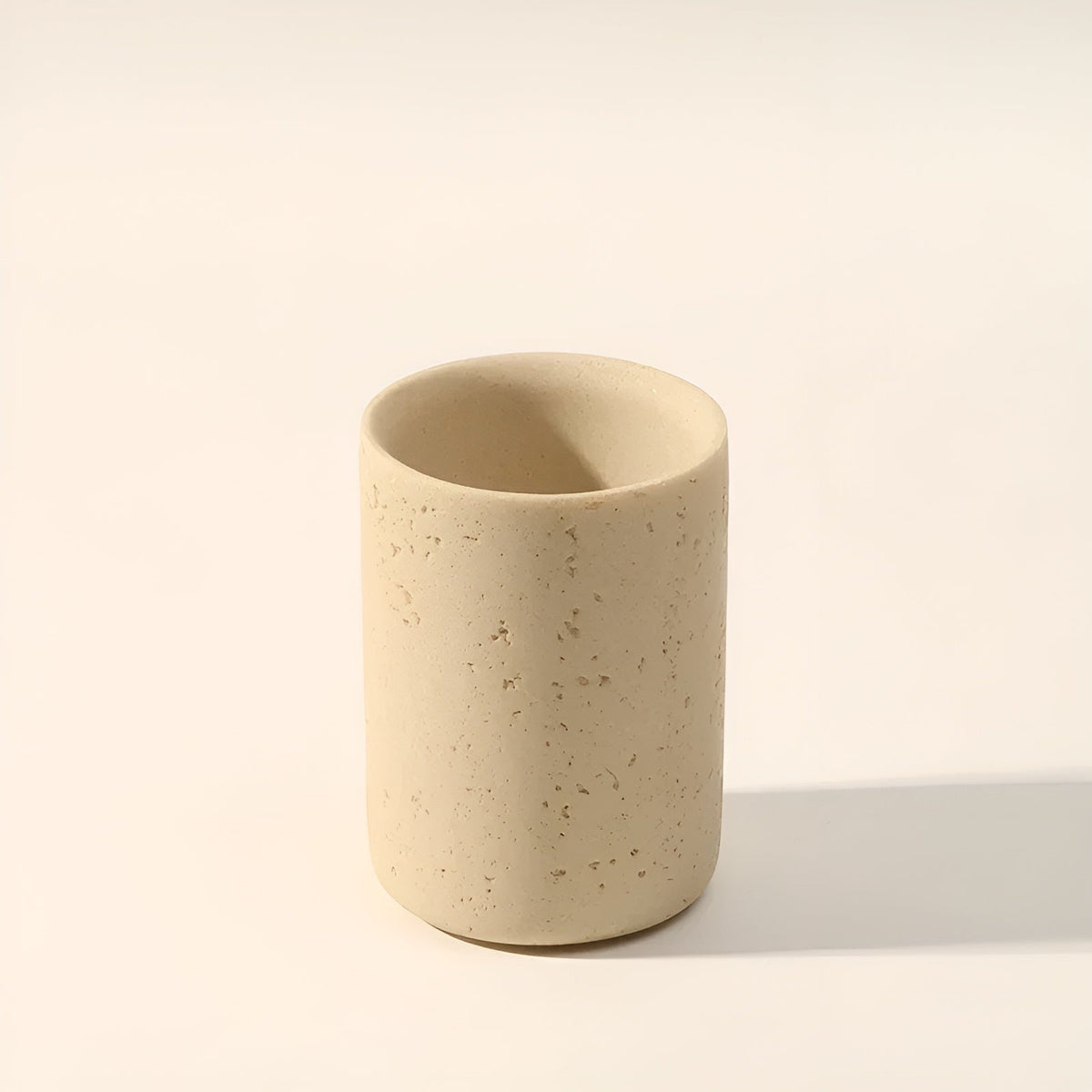 Natural Stone Toothbrush Holder with Soap Dispenser and Tray - Travertine Bathroom Accessory
