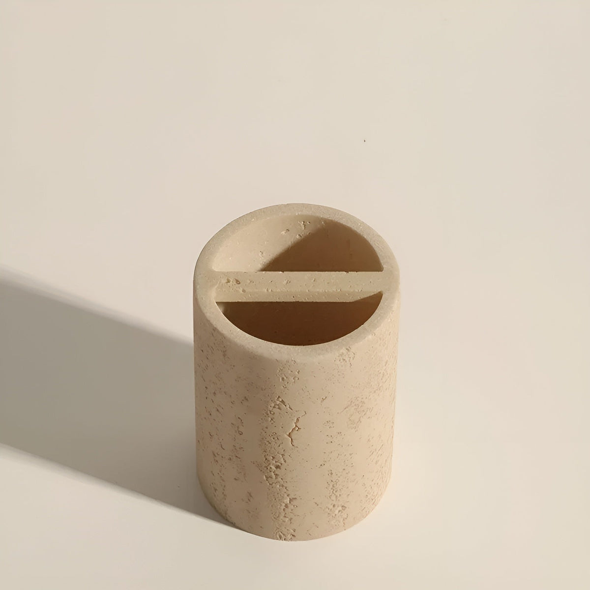 Natural Stone Toothbrush Holder with Soap Dispenser and Tray - Travertine Bathroom Accessory