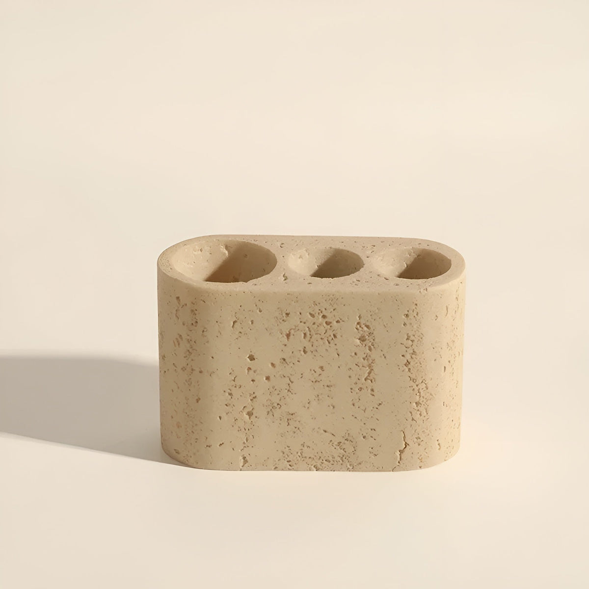 Natural Stone Toothbrush Holder with Soap Dispenser and Tray - Travertine Bathroom Accessory
