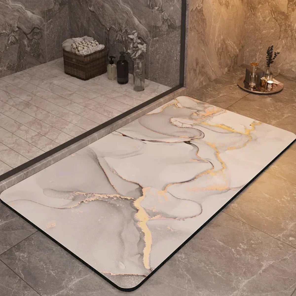 Non-Slip Bathroom Mat with Quick-Drying Diatomaceous Earth Surface – Multicolored Hygienic Bath Mat