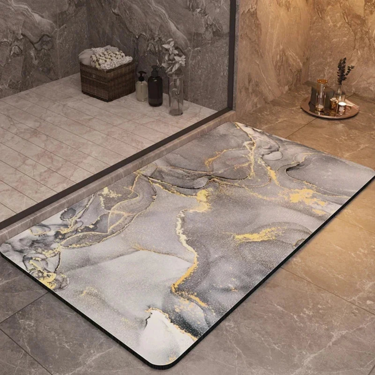 Non-Slip Bathroom Mat with Quick-Drying Diatomaceous Earth Surface – Multicolored Hygienic Bath Mat