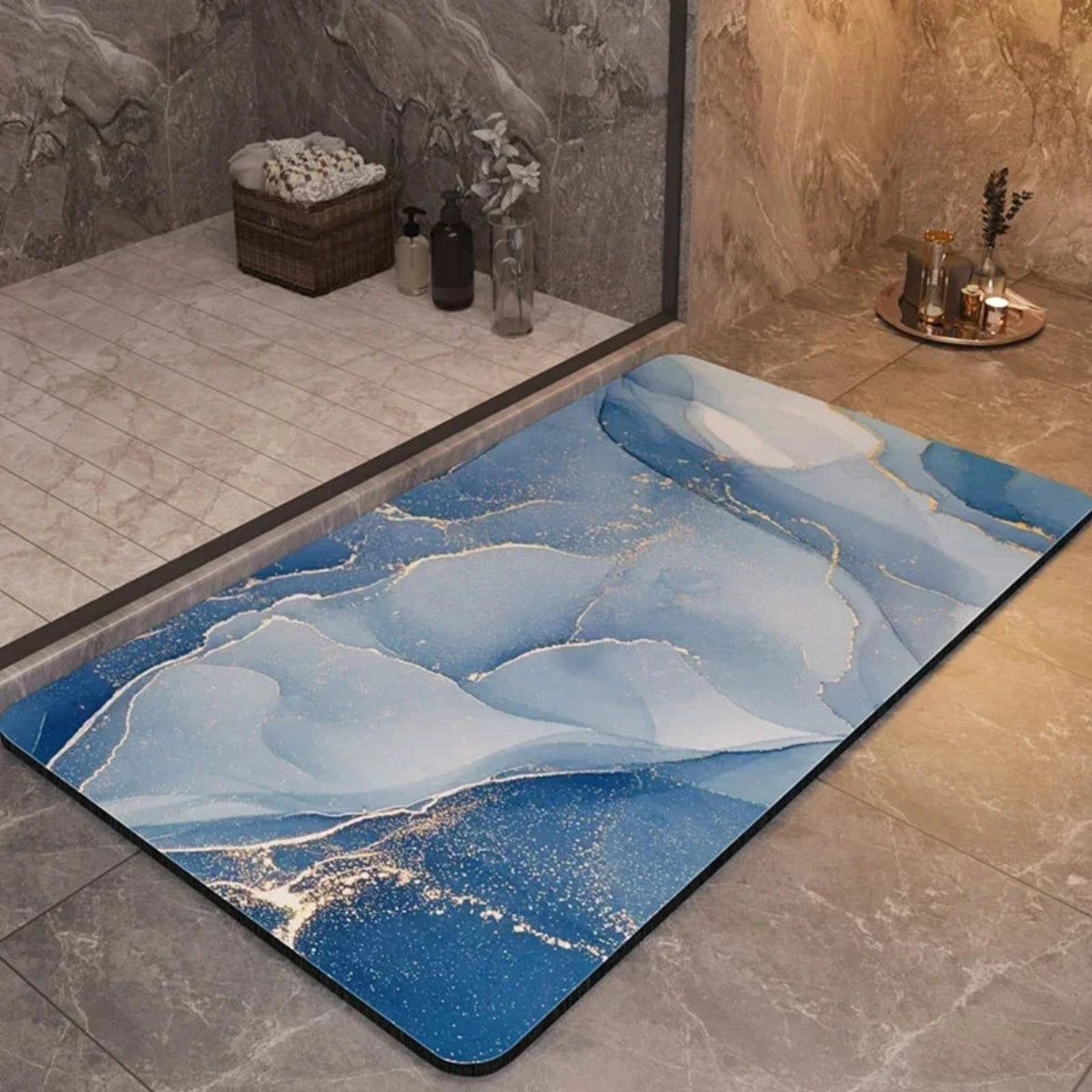 Non-Slip Bathroom Mat with Quick-Drying Diatomaceous Earth Surface – Multicolored Hygienic Bath Mat
