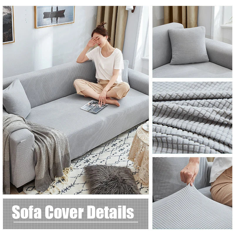 Non-Slip Ribbed Stretch Sofa Cover