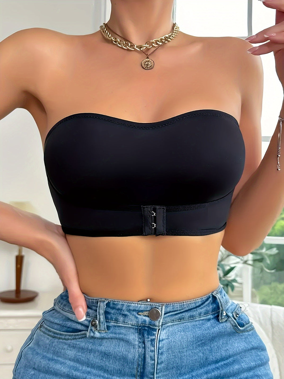 Non-Slip Seamless Bandeau Sports Bra - Comfort & Style