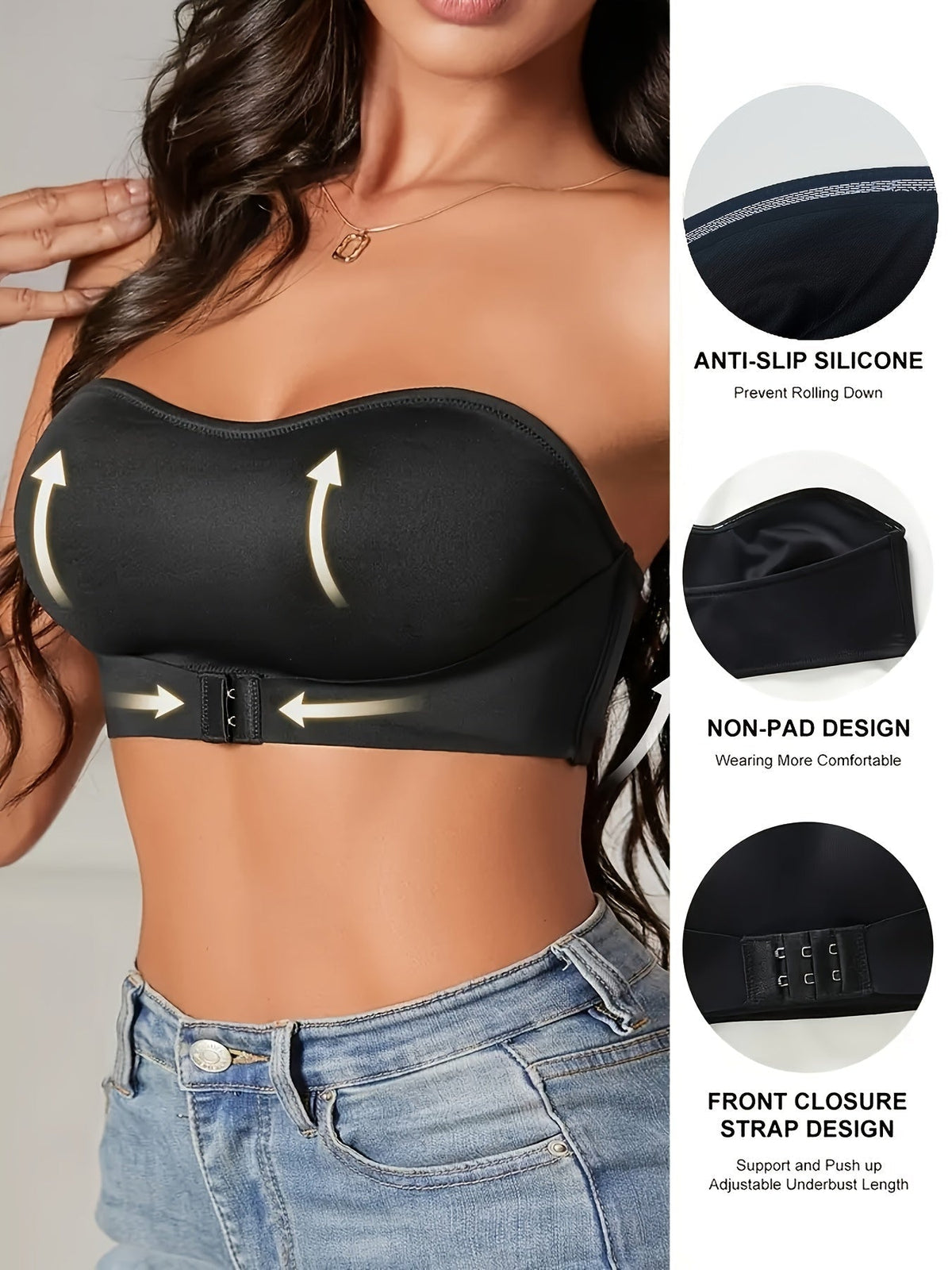 Non-Slip Seamless Bandeau Sports Bra - Comfort & Style