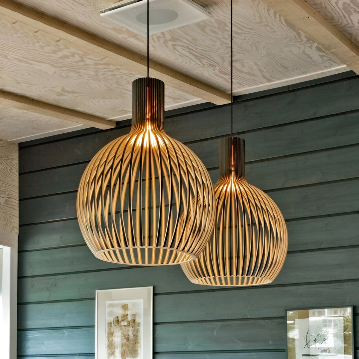 Nordic Wooden Ceiling Light – Rustic Wooden Pendant Lamp for the Living Room