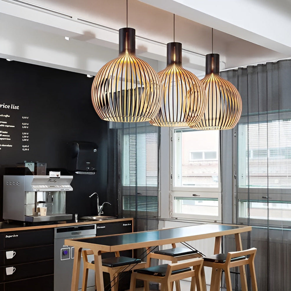 Nordic Wooden Ceiling Light – Rustic Wooden Pendant Lamp for the Living Room