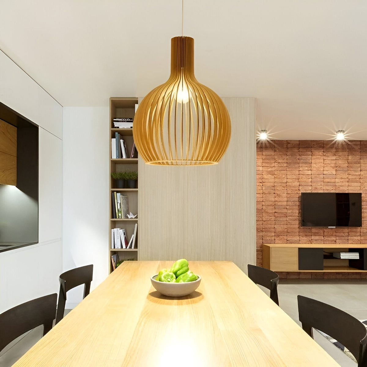 Nordic Wooden Ceiling Light – Rustic Wooden Pendant Lamp for the Living Room