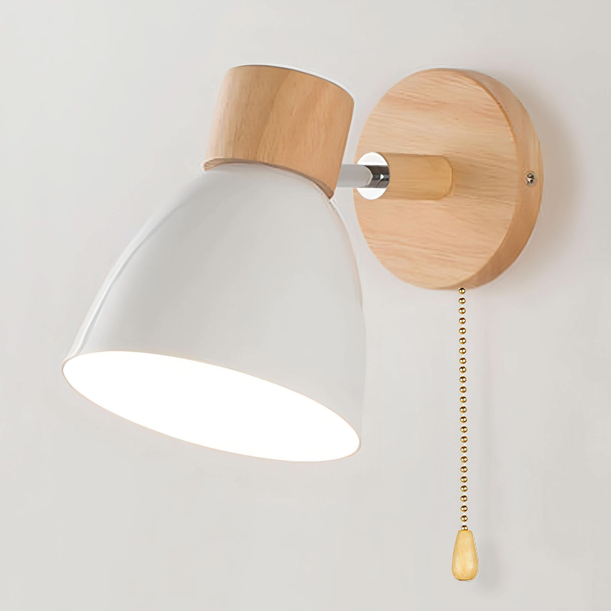 Nordic Wooden Wall Lights with Pull Switch - Set of 2