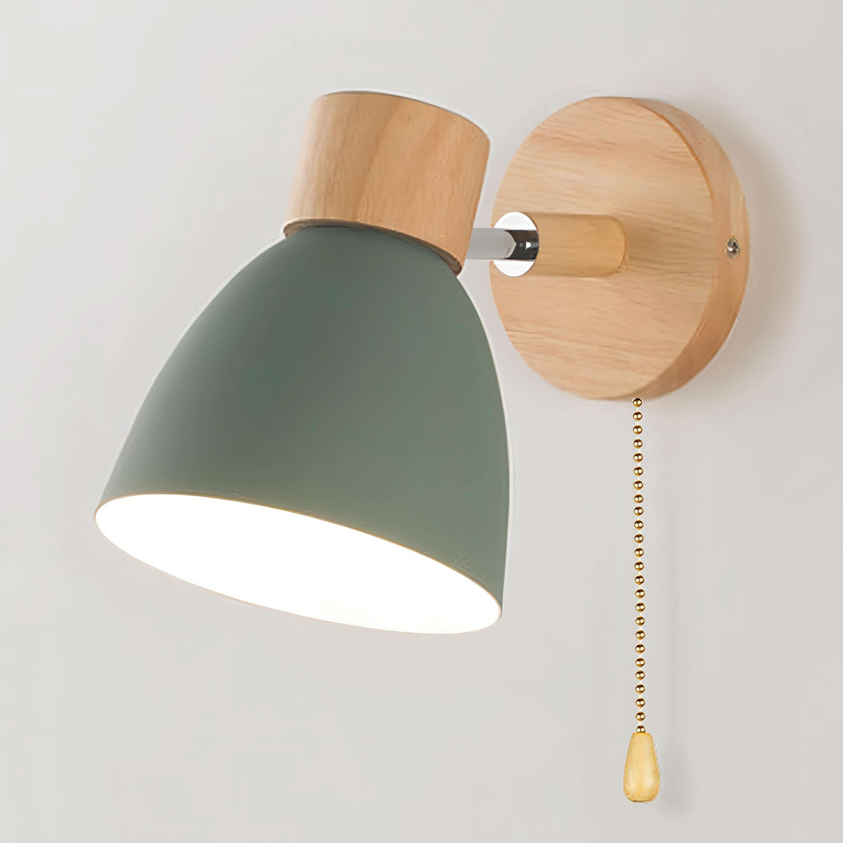 Nordic Wooden Wall Lights with Pull Switch - Set of 2