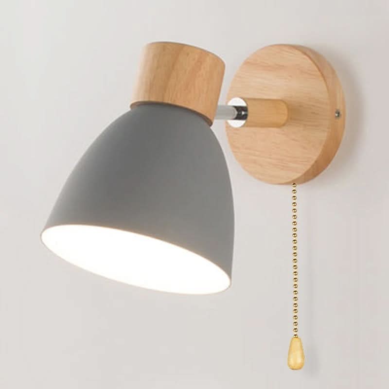 Nordic Wooden Wall Lights with Pull Switch - Set of 2