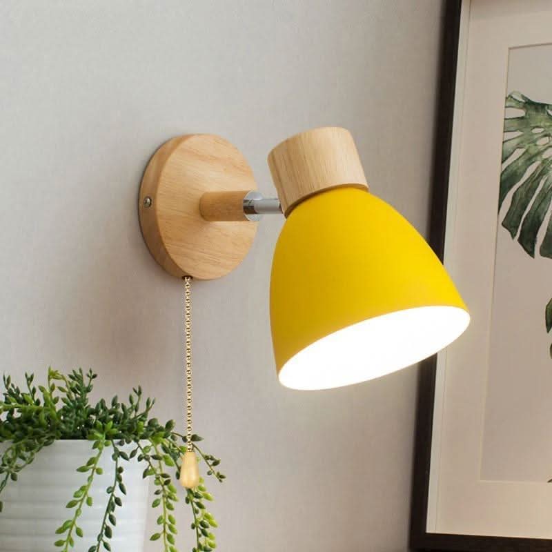 Nordic Wooden Wall Lights with Pull Switch - Set of 2