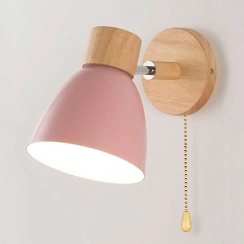 Nordic Wooden Wall Lights with Pull Switch - Set of 2