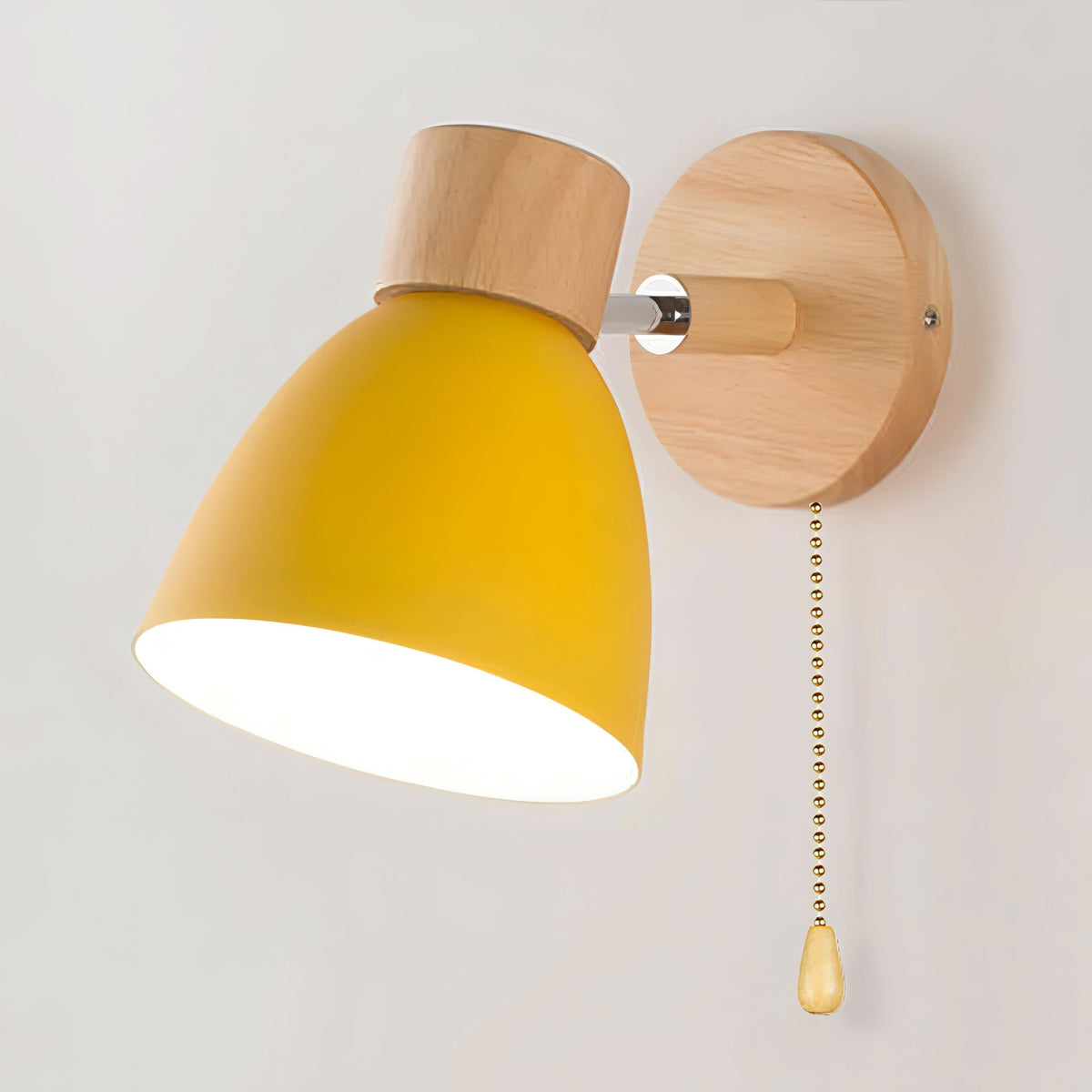 Nordic Wooden Wall Lights with Pull Switch - Set of 2