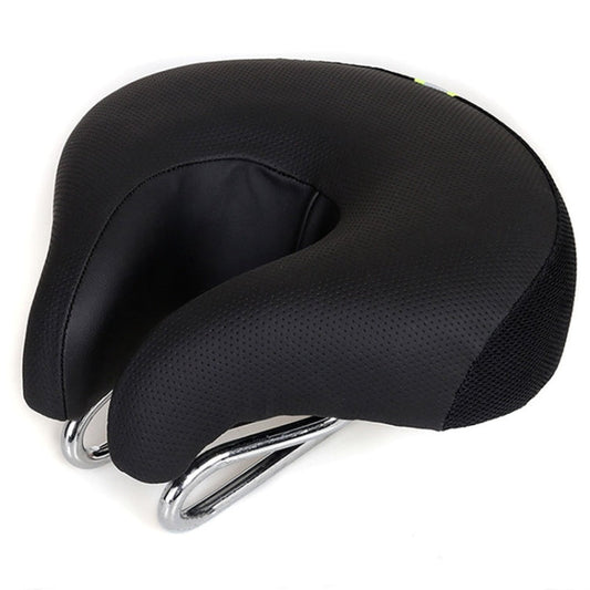 Noseless Bicycle Seat with Thick Soft Padding for Mountain Bikes - Black
