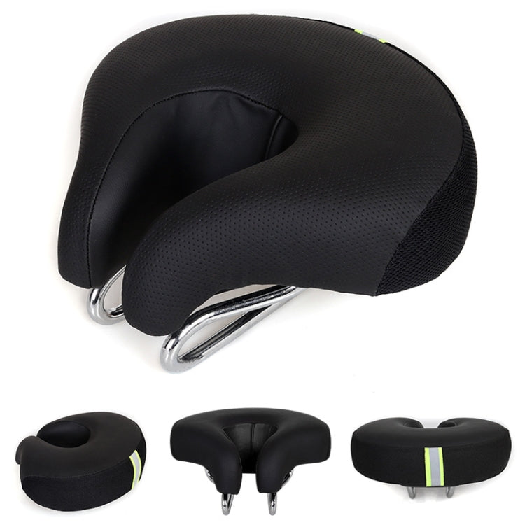 Noseless Bicycle Seat with Thick Soft Padding for Mountain Bikes - Black