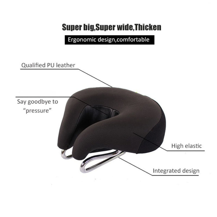 Noseless Bicycle Seat with Thick Soft Padding for Mountain Bikes - Black