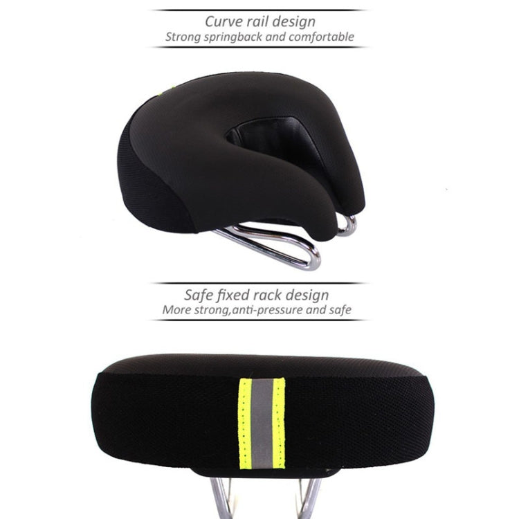 Noseless Bicycle Seat with Thick Soft Padding for Mountain Bikes - Black