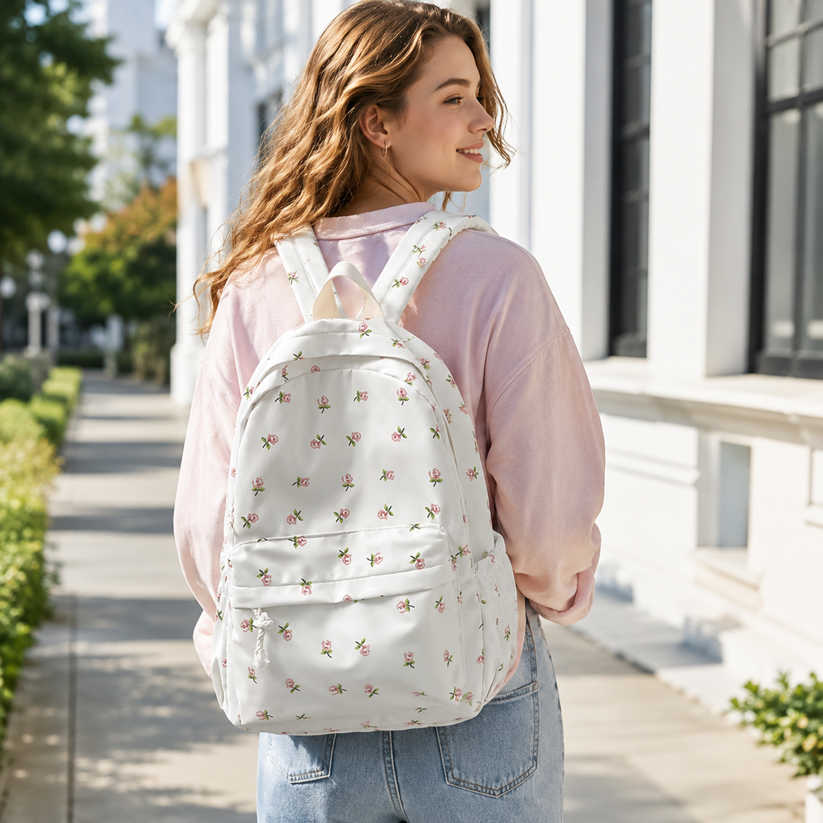 Nylon Floral School Backpack