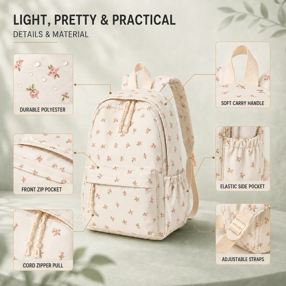 Nylon Floral School Backpack