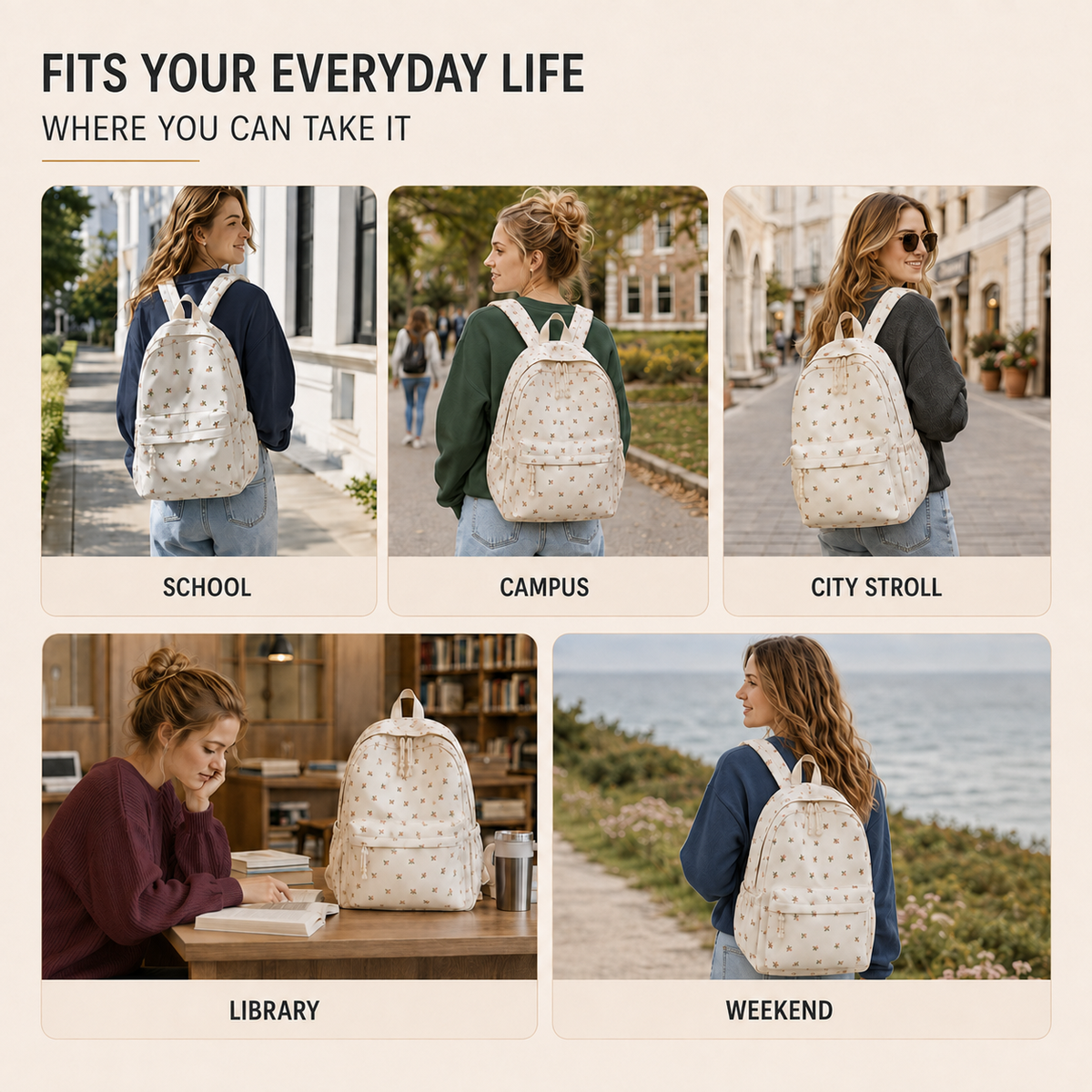 Nylon Floral School Backpack