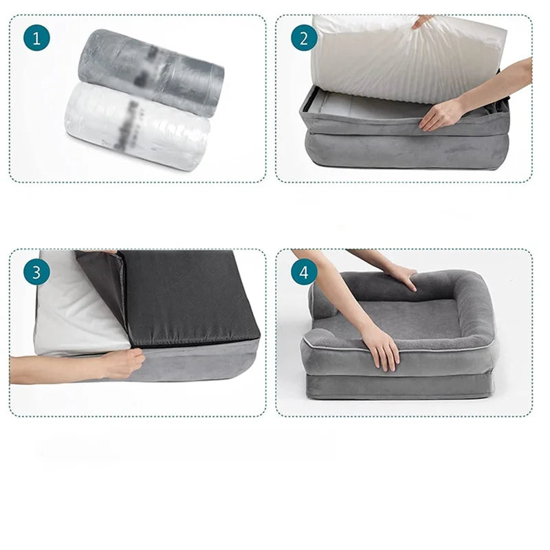 Orthopedic Comfort Dog Sofa Bed - Grey