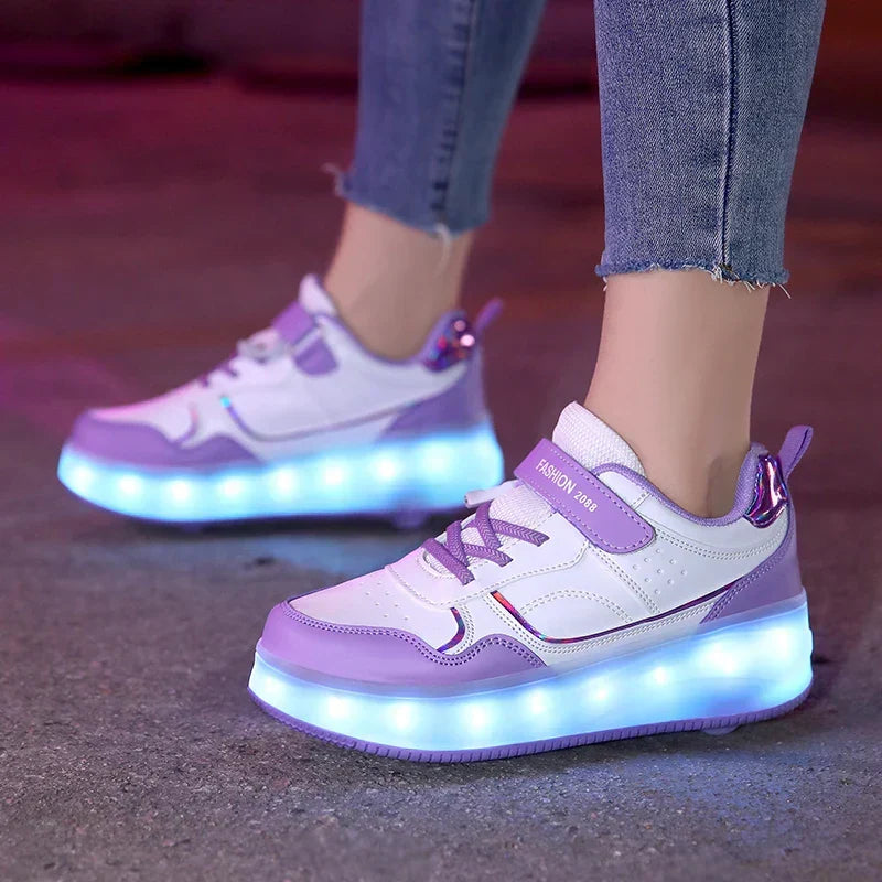 Orthopedic LED Roller Sneakers with Adjustable Wheels and Lights