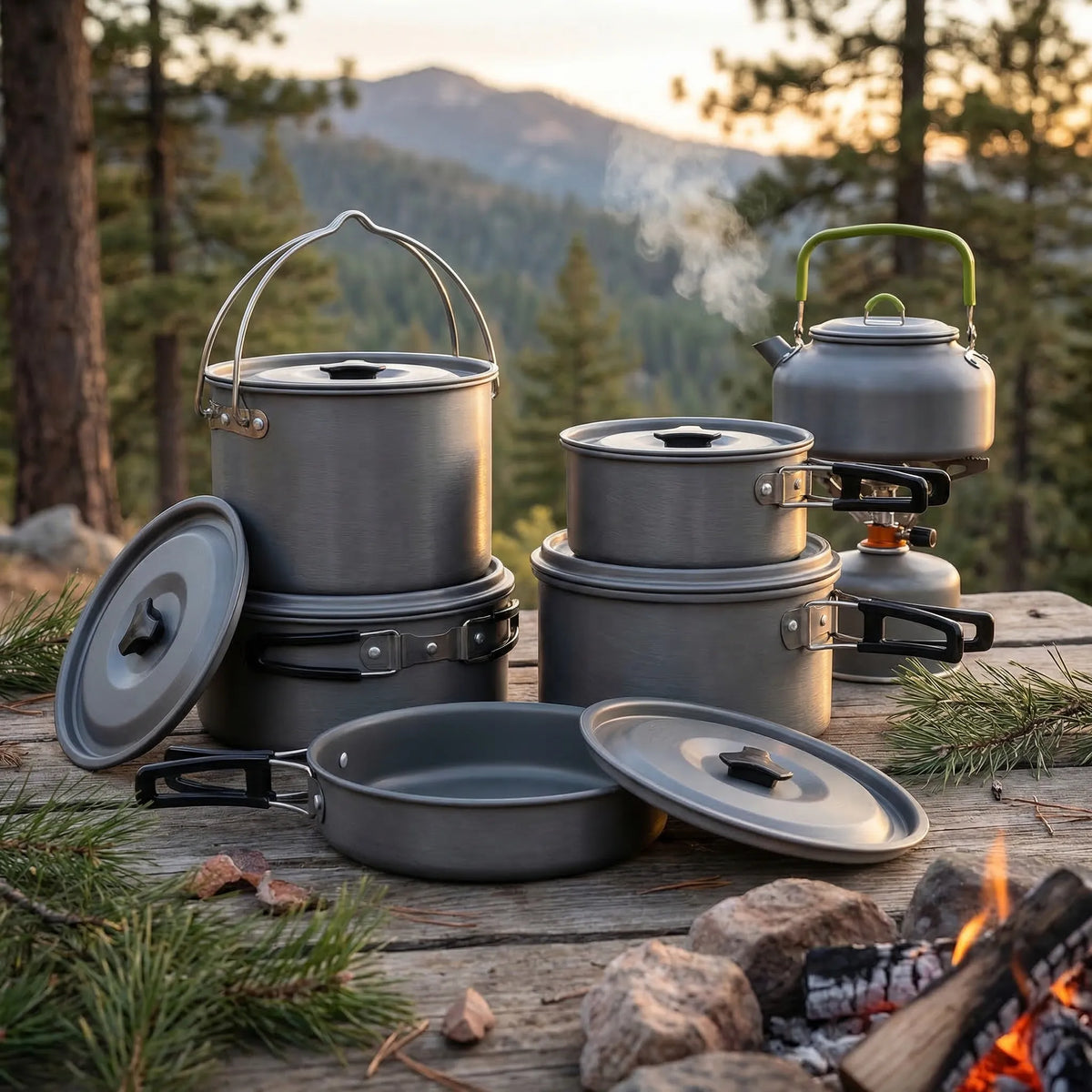 Outdoor Camping Cookware Set - Stackable Design