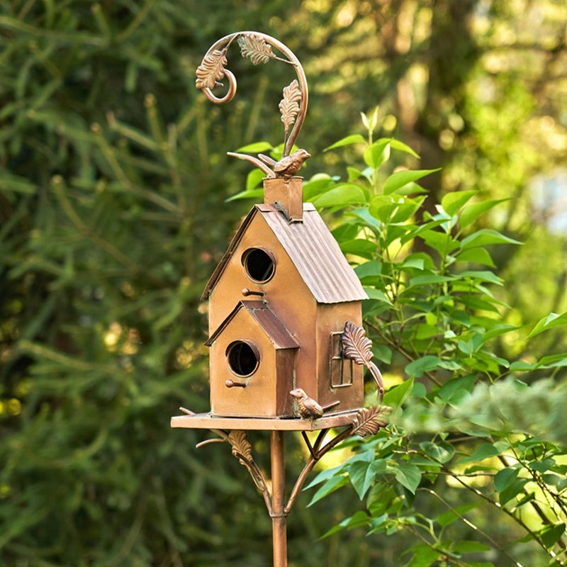 Outdoor Decorative Metal Birdhouse Garden Stakes