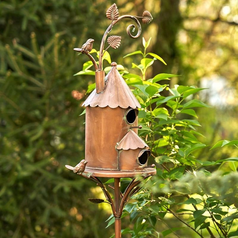 Outdoor Decorative Metal Birdhouse Garden Stakes